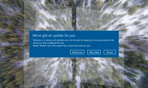 Komunikat Windows o aktualizacji. Czy chcesz wykonać restart teraz, wybrać czas, czy odłożyć?