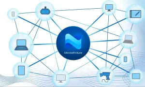 Microsoft Intune łączy urządzenia: laptopy, tablety, telefony, VR i inne, tworząc spójną sieć.