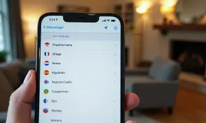 Ekran telefonu z listą języków w aplikacji Messenger.