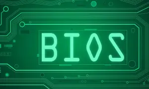 Zielona płyta główna z napisem BIOS. Symbolizuje podstawowy system wejścia/wyjścia, kluczowy dla działania komputera.
