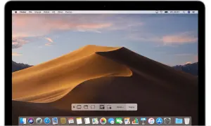 Narzędzie do nagrywania ekranu MacBook z opcjami wyboru obszaru nagrania i przyciskiem "Nagraj".