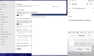 Ustawienia schowka Windows. Historia schowka pozwala na zapisywanie i wklejanie elementów, a synchronizacja ułatwia kopiowanie tekstu z komputera na inne urządzenia.