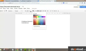 Wybór koloru tekstu w edytorze Google Docs. Możliwość wyboru spośród wielu barw, w tym niestandardowe, dla idealnego wyjustowanie tekstu.