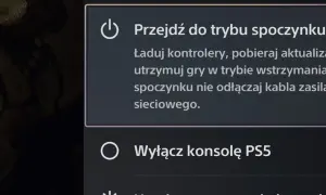 Menu zasilania PS5: opcja "Wyłącz konsolę PS5" jest widoczna, pokazując jak wyłączyć PS5.