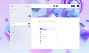 Interfejs Microsoft Loop z opcjami Copilot, nagłówkami i emotikonami.