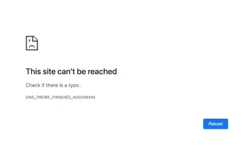 Błąd połączenia: DNS_PROBE_FINISHED_NXDOMAIN. Strona nieosiągalna. Sprawdź pisownię adresu.