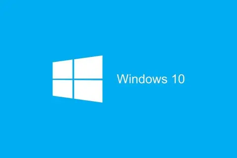 Logo Windows 10 na niebieskim tle. Czas na aktualizację systemu!