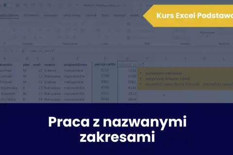 Kurs Excel Podstawowy: nauka pracy z nazwanymi zakresami w arkuszu kalkulacyjnym.