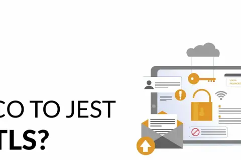Grafika ilustruje bezpieczeństwo danych, klucz do nich i hasło. Dowiedz się, co to jest TLS i jak chroni Twoje informacje.