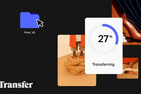 WeTransfer co to? Przesyłanie plików z modnymi zdjęciami butów. Postęp 27%.