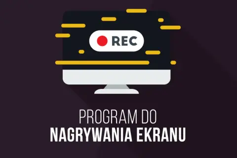 Ikona komputera z napisem "REC" symbolizuje program do nagrywania ekranu, idealny do tworzenia tutoriali i prezentacji.