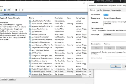 Usługa wsparcia Bluetooth w Windows 8 jest zatrzymana. Można ją uruchomić, aby zapobiec problemom z urządzeniami.