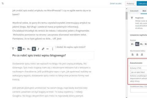 Jak zrobić spis treści w Wordzie? Wpis blogowy z kotwicami HTML ułatwia nawigację.