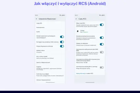Jak wyłączyć czat RCS? Na ekranie "Czaty RCS" wyłącz opcję "Włącz czaty RCS". Zobaczysz tam też inne ustawienia.