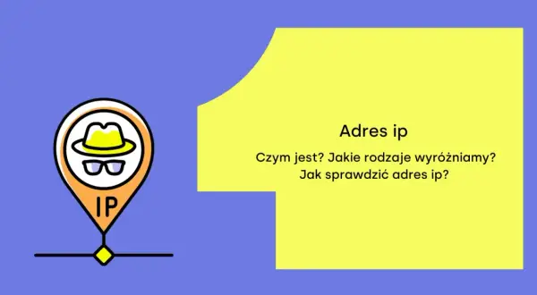 Ikona lokalizacji z napisem IP i tekstem "Adres ip".