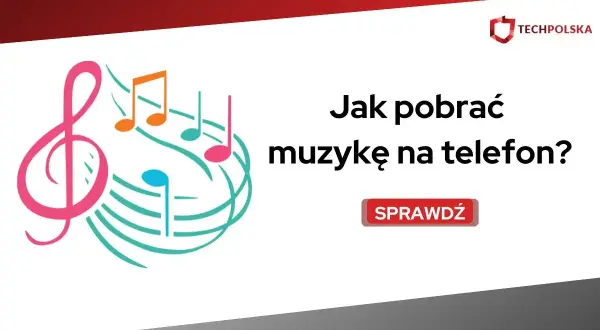 Kolorowe nuty i klucz wiolinowy symbolizują muzykę. Dowiedz się, jak pobrać muzykę na telefon, klikając "Sprawdź".