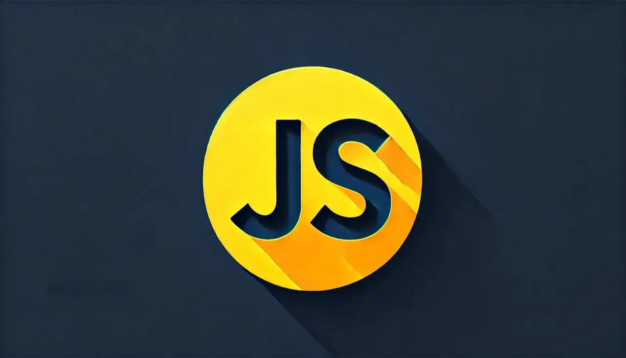 Żółte koło z literami JS, symbolizujące język programowania JavaScript.