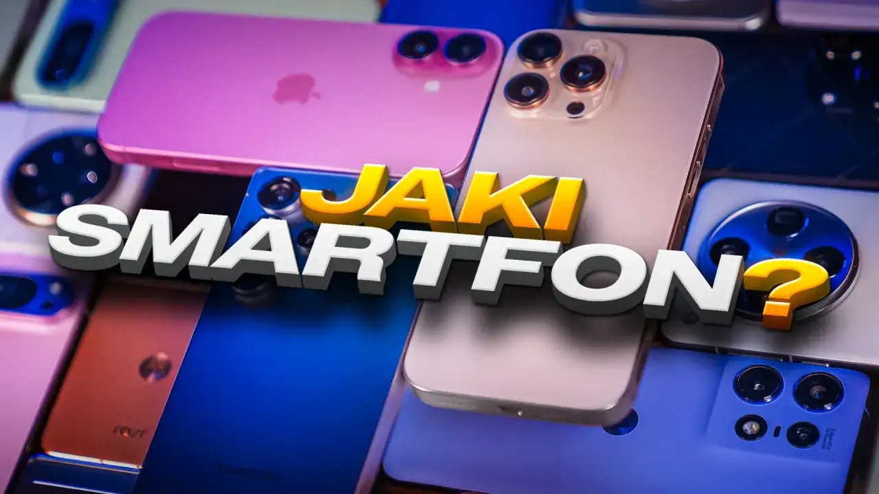 Stos nowoczesnych smartfonów, w tym iPhone'ów i Samsungów, z napisem 