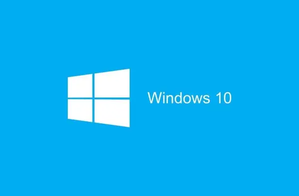 Logo Windows 10 na niebieskim tle. Czas na aktualizację systemu!