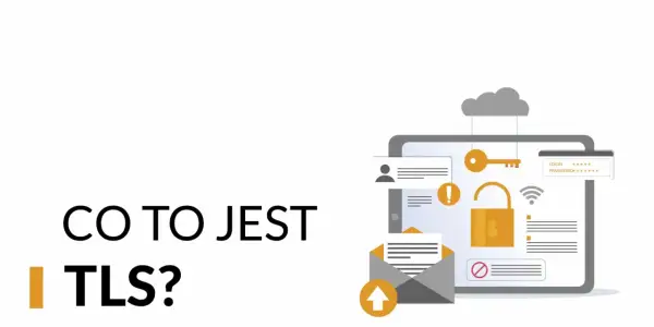 Grafika ilustruje bezpieczeństwo danych, klucz do nich i hasło. Dowiedz się, co to jest TLS i jak chroni Twoje informacje.