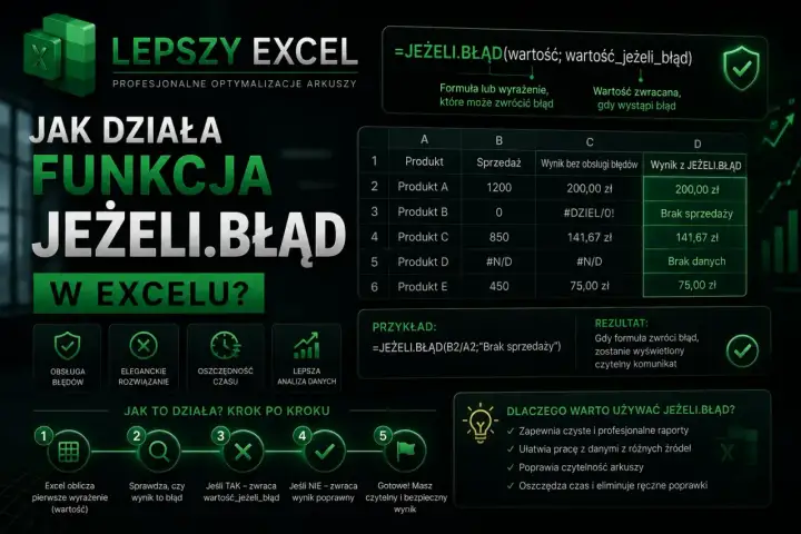 JEŻELI w Excelu - składnia, przykłady i typowe błędy
